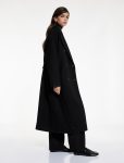Long Sleeve Buttoned Trench Coat with Pockets and Belted Wrap Design
