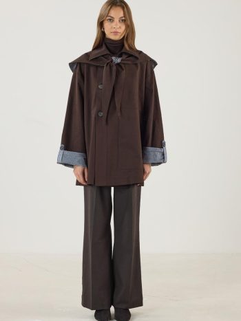 Plaid Lined Trench Coat Bitter Coffee