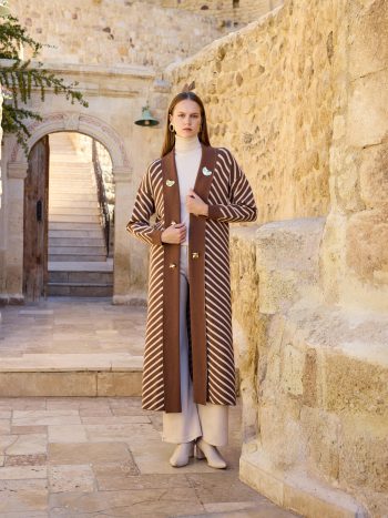 سترة FTZ النسائية بتفاصيل أزرار وخطوط - اللون البني 25149