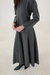Wide-Cuffed A-Line Dress in Anthracite