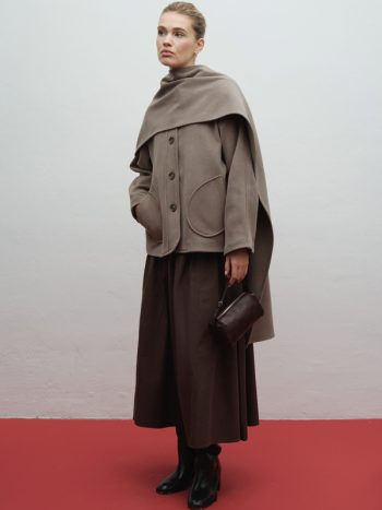 Cashmere-Look Scarf Collar Mink Coat