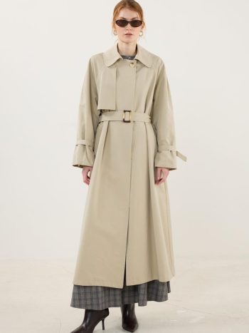 Bone Buckle Trench Coat in Sand