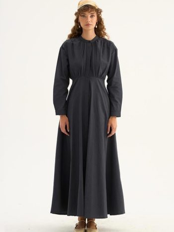 Anthracite Wrinkle-Textured Dress