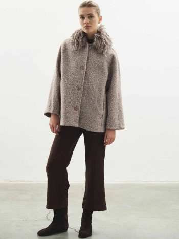 Short Mink Coat with Fur Collar