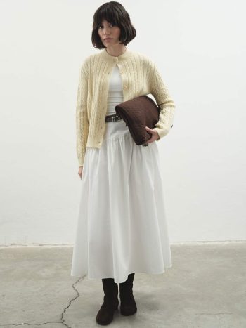 Long White A-Line Cotton Skirt