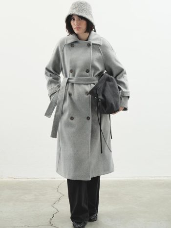 Premium Double-Breasted Cashmere Gray Coat
