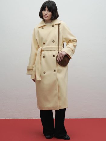 Premium Yellow Trench Coat with Crossover Design