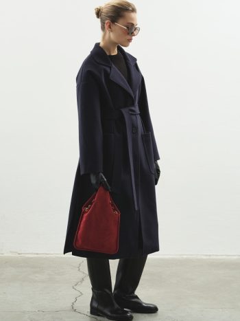 Navy Blue Stitch Detailing Coat