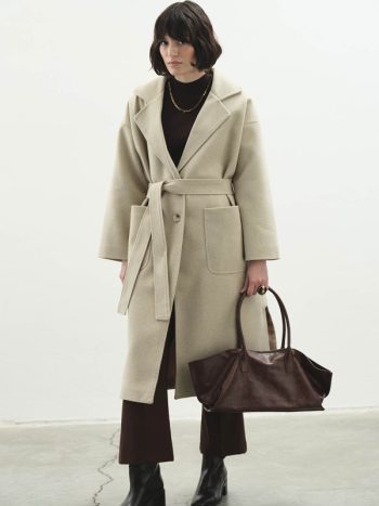 Stitch-Detailed Stone Coat