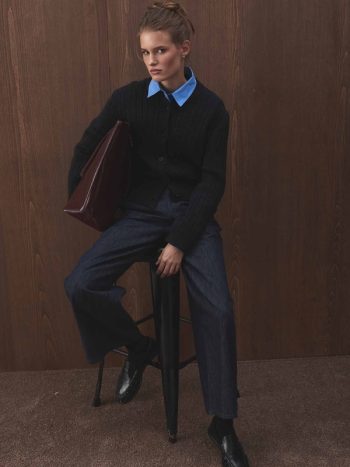 Saç Örgü Triko Lacivert Hırka