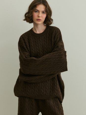 Brown Braided Knit Set