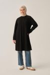Black Soft-Textured Ribbed Tunic