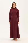 Taşlanmış Tensel Elbise Bordo