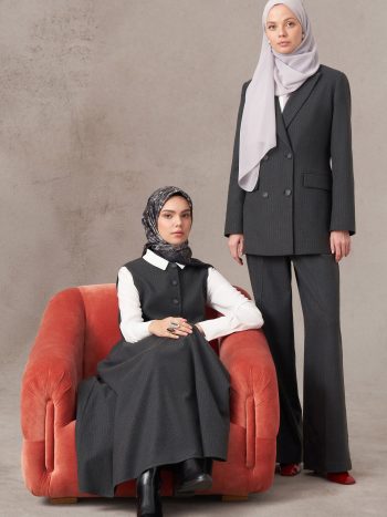 Çizgi Desenli Pantolon - Antrasit