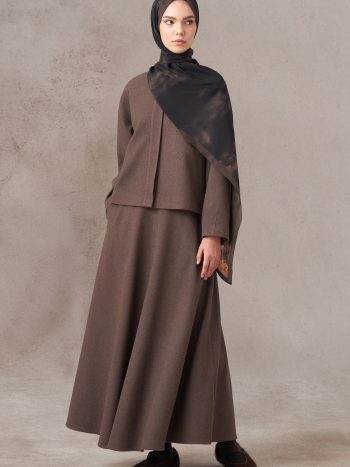 Düğme Detaylı Takım - Kahve