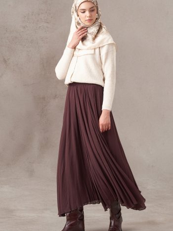 Crash Textured Long Skirt - Brown