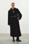 Long Double-Breasted Cashmere Black Coat