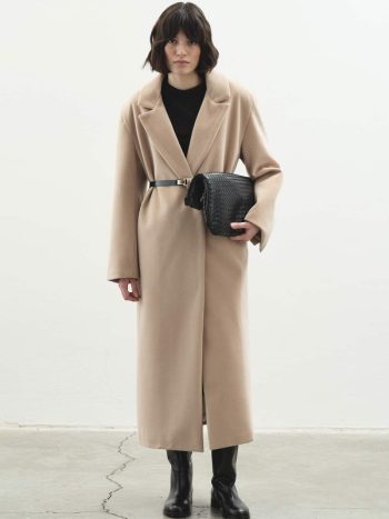 Uzun Kruvaze Kaşe Taş Kaban