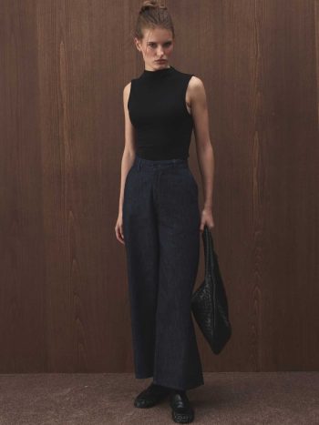 Yüksek Bel Minimal Denim Lacivert Pantolon