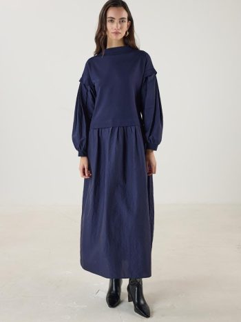 Navy Blue Parachute Skirt Dress