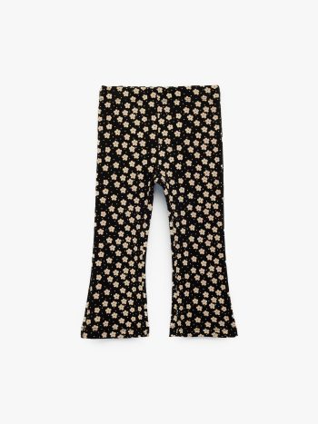 Girl's Cotton Blend Floral Spanish Flare Leggings