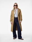 Long Sleeve Pocketed Belted Buttoned Cross-Over Gabardine Oversize Trench Coat
