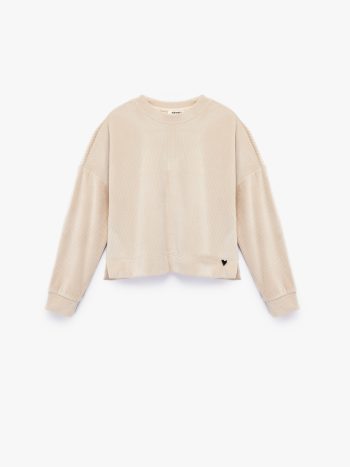 Kız Çocuk Uzun Kollu Bisiklet Yaka Kalp Detaylı Fitilli Sweatshirt