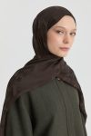 Miray Jacquard Natural Scarf - Dark Brown