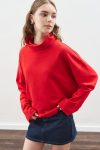 High Neck Oversized Sweatshirt in Red