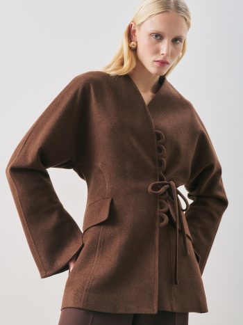 AROA BAĞLAMALI KAŞE CEKET ACI KAHVE