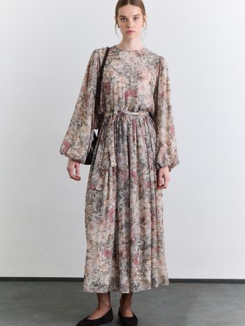 GENİŞ KOL DESENLİ ELBİSE BOUQUET