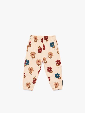 Girls' Cotton Floral Jogger Pants with Elastic Waist