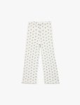 Girl's Viscose Blend High-Waisted Wide-Leg Pants with Ribbed Waist and Bow Print