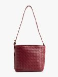Women's Knitted Pattern Buckle Detail Faux Leather Shoulder Bag
