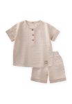 Organic Muslin Short-Sleeve Shorts Set 2-7 Years Ecru