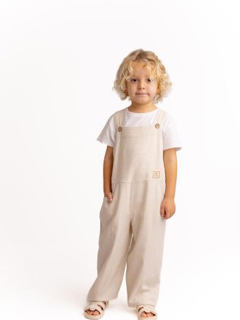 Wide-Leg Linen Overalls 2-7 Years Natural