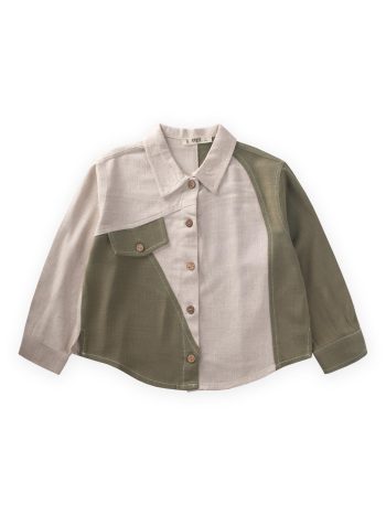 Two-Tone Linen Shirt 2-7 Years Natural-Khaki