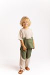 Two-Tone Linen Blouse with Kangaroo Pocket for Ages 2-7 in Khaki Green