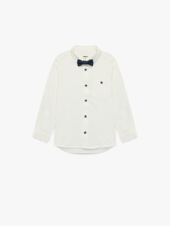 Boys' Long Sleeve Shirt with Pocket Detail, Button Front and Bow Tie