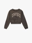 Kız Çocuk Baskılı Uzun Kollu Bisiklet Yaka Crop Şardonlu Sweatshirt