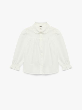Girl's Cotton Long-Sleeve Textured Button-Down Shirt
