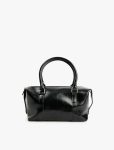 Women's Metal-Accented Buckle Zipper Faux Leather Handbag