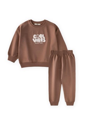 Cool Vibes Baskılı Takım 2-7 Yaş Kahve
