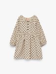 Cotton Long-Sleeve Polka Dot Buttoned Ruffle Baby Collar Mini Dress