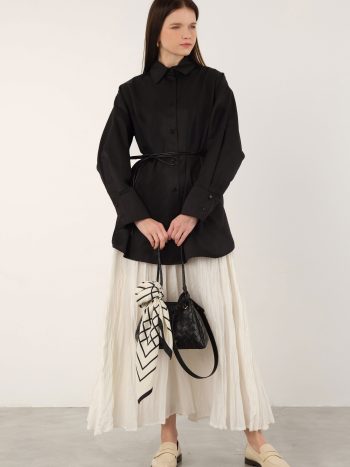 Black Short Poplin Shirt