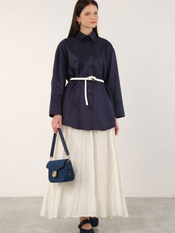 Poplin Gömlek Kısa Ofis Lacivert