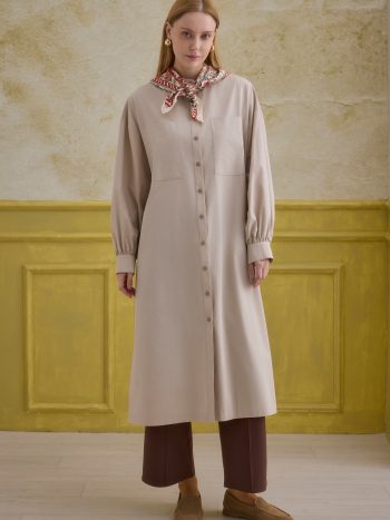 Mandarin Collar Long Tunic Soft Cashmere
