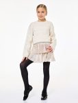 Girl's Pleated Skirt with Elastic Waist and Layered Detail