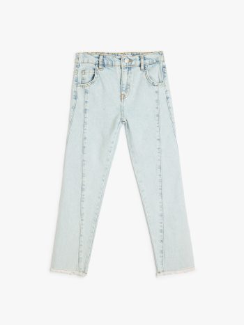 Girls' High-Waist Cotton Denim Pants - Boyfriend Jeans