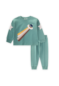 Spacecraft Appliqué Pajama Set 2-8 Years Green